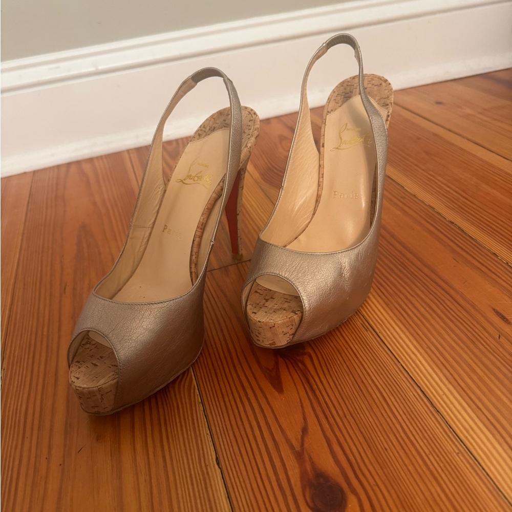 Christian Louboutin Metallic Slingback Heels
